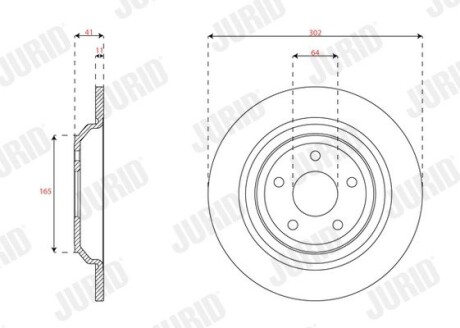 Тормозной диск задний Ford Focus III, IV, Kuga III Jurid 563450JC (фото 1)