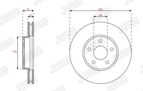 Тормозной диск передний Ford Focus IV (2018->) Jurid 563663JC