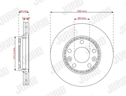 RENAULT Гальмівний диск передн. EXPRESS 1.5 Blue dCi 95 21- Jurid 563844JC