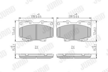 Гальмівні колодки, дискове гальмо (набір) Jurid 572253J