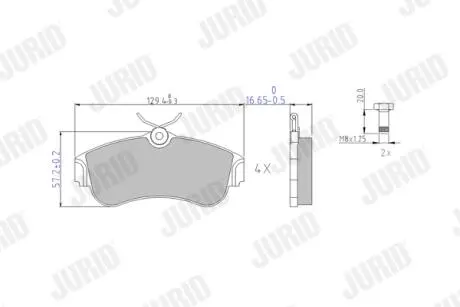Гальмівні колодки, дискове гальмо (набір) Jurid 572310J