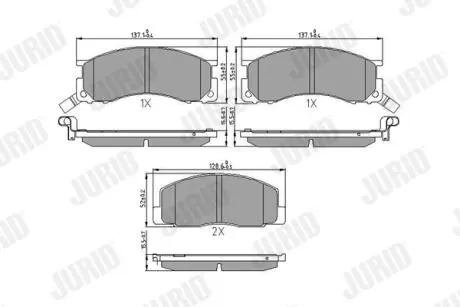 Гальмівні колодки передні TOYOTA TOWN ACE, PREVIA, LITEACE, ESTIMA EMINA Jurid 572342J