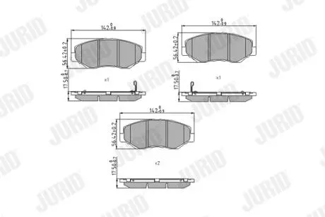 Тормозные колодки передние Honda II, CR-V Accord VII, Pilot (2002->) Jurid 572504J