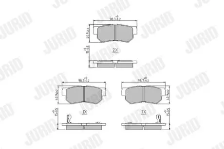 Гальмівні колодки задні Hyundai Santa Fe, Sonata, Elantra, Getz, Tucson / KIA Sportage, Magentis Jurid 572557J