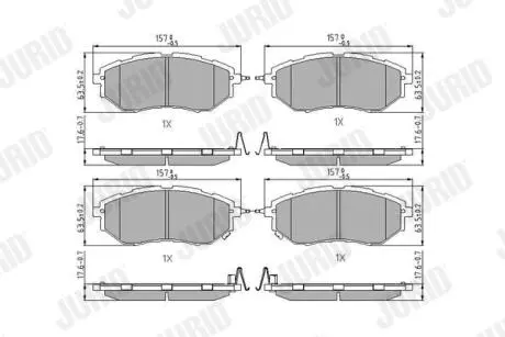 Гальмівні колодки передні Subaru BRZ, Forester, Legacy IV, V, VI, Levorg, Outback, Tribeca, WRX Jurid 572638J