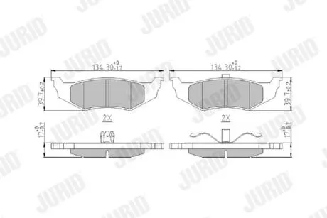 Гальмівні колодки задні CHRYSLER 300M, NEON, PT CRUISER, SEBRING, VOYAGER /DODGE/LINCOLN Jurid 573069J