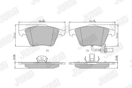 Тормозные колодки передние Audi A4, A6, A8 / Seat Exeo Jurid 573196J