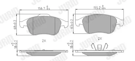 Гальмівні колодки передні Renault Clio IV, Fluence, Grand Scenic, Laguna III, Megane III, Scenic III Jurid 573243J
