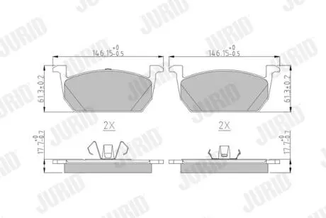 Гальмівні колодки передні VW POLO, T-CROSS/AUDI A1/SEAT ARONA,IBIZA/SKODA KAMIQ, SCALA Jurid 573833J