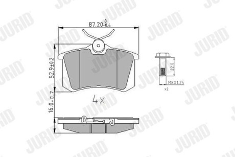 Гальмівні колодки задні Renault Megane III, IV, Clio IV, Fluence, CC Jurid 573847J (фото 1)