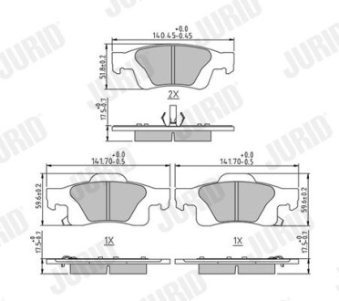 Гальмівні колодки задні Jeep Grand Cherokee IV (WK, WK2) Jurid 573860J