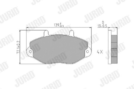 Тормозные колодки передние FORD TRANSIT, TRANSIT TOURNEO Jurid 573951J