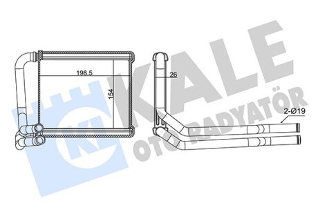 Радиатор отопителя Hyundai Accent IV, Velsoter, Kia Rio III OTO RA Kale 355080