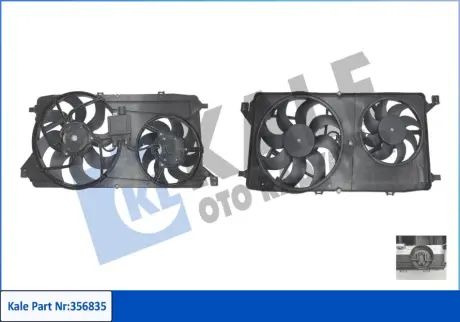 FORD Вентилятор радіатора (з дифузором) TRANSIT TOURNEO 06-, TRANSIT 06- Kale 356835