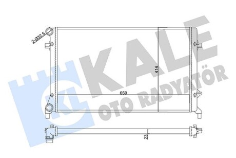 Радіатор охолодження VW Caddy III/Golf 1.4/1.6/2.0 03- (648x408x26) (ребра припаяні) Kale 356920