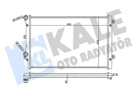 Радиатор охлаждения Superb (08-)/Passat B6 (05-)/Golf V (03-)/Golf VI (08-) 1.4T/1.8T/2.0T МКПП/АКПП OTO RADYATOR Kale 356985