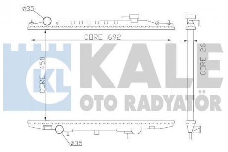 Радиатор охлаждения Nissan NP300 (08-), Pick Up (98-) 2.5D OTO RADYATOR Kale 362900
