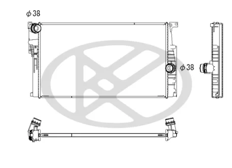Радіатор двигуна BMW 1 (F20), 1 (F21), 2 (F22, F87), 2 (F23), 3 (F30, F80), 3 (F31), 3 GRAN TURISMO (F34), 4 (F32, F82), 4 (F33, F83), 4 GRAN COUPE (F36), I3 (I01) 0.6H-Electric 07.11- KOYORAD PL423272