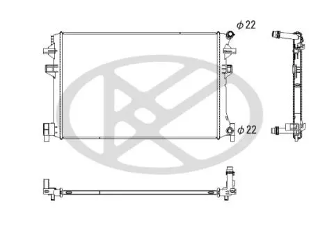 Радіатор двигуна AUDI A1, A1 ALLSTREET, A1 CITY CARVER, SEAT ARONA, IBIZA V, SKODA FABIA IV, KAMIQ, SCALA, VW POLO VI, TAIGO, T-CROSS 1.0/1.0CNG/1.5 01.17- KOYORAD PL443810