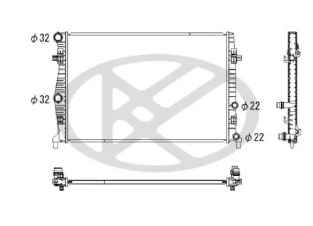 Радіатор двигуна AUDI A3, SEAT LEON, LEON SC, LEON ST, SKODA OCTAVIA III, VW GOLF SPORTSVAN VII, GOLF VII 1.0-1.4CNG 08.12-03.21 KOYORAD PL443888