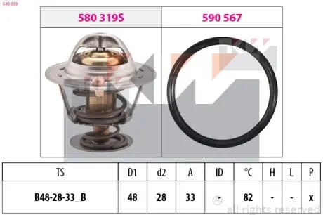 Термостат системы охлаждения KW 580319