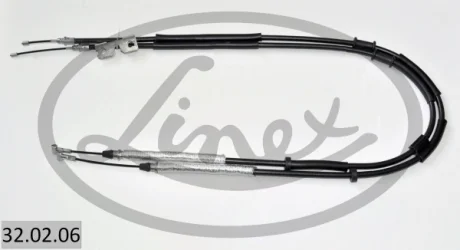 Трос стояночного гальма задн Лів/Прав (1492мм/1255мм/1477мм/1242мм, гальма: барабан) OPEL CORSA D 1.0-1.4LPG 07.06-08.14 LINEX 320206