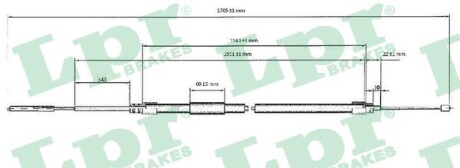 Трос ручного тормоза LPR C0077B (фото 1)