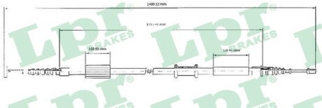 Трос ручного гальма LPR C0208B