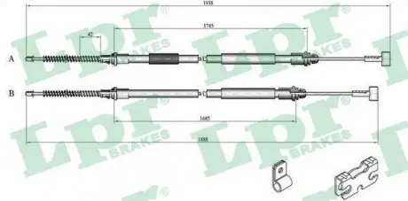 Трос ручного тормоза LPR C0242B