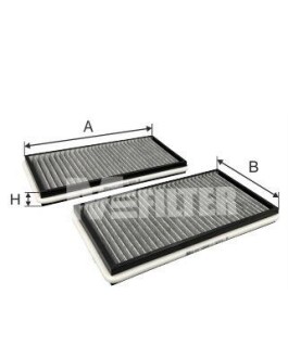 Фильтр салона BMW 7 (E65/E66/E67) 01-08 (угольный)(к-кт 2 шт.)) M-FILTER K 9068C-2