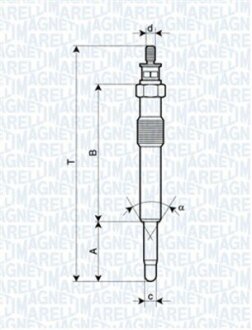 Свічка розжарювання Ford Connect 1.8Di. 10V MAGNETI MARELLI 060900040606