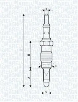 Свеча накаливания Fiat Doblo 1.9D (11V) (M12x1.25) MAGNETI MARELLI 062900011304