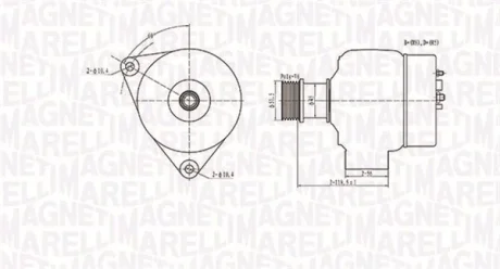 Генератор (12В, 90А, новий) CHRYSLER VOYAGER IV, SAAB 900 II, 9-3, 9-5 2.0-3.8 07.93-12.09 MAGNETI MARELLI 063731138010