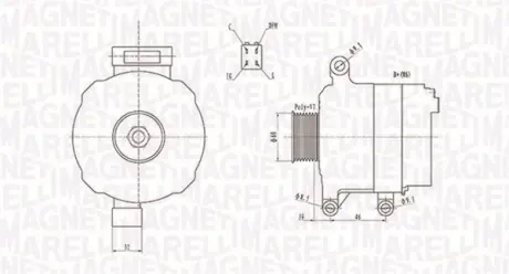 Генератор (12В, 90А) ACURA RSX, HONDA CR-V II, FR-V, INTEGRA, STREAM 2.0/2.4 05.01- MAGNETI MARELLI 063731728010