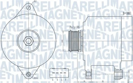 Генератор (14В, 120А) CITROEN C-CROSSER, C-CROSSER ENTERPRISE, MITSUBISHI ASX, LANCER VIII, OUTLANDER II 1.8-2.4 11.06- MAGNETI MARELLI 063732013010