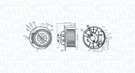 Вентилятор салону AUDI A3, Q3, TT, RENAULT MEGANE II, SEAT ALHAMBRA, ALTEA, ALTEA XL, LEON, TOLEDO III, SKODA OCTAVIA II, SUPERB II, YETI, VW CADDY ALLTRACK, CADDY ALLTRACK/MINIVAN 1.0-3.6 02.03- MAGNETI MARELLI 069412231010