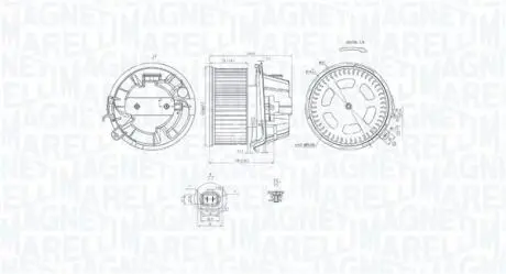 Вентилятор салону CITROEN C2, C2 ENTERPRISE, C3 I, C3 PLURIEL, XSARA PICASSO, PEUGEOT 1007, 206 1.1-2.0D 12.99- MAGNETI MARELLI 069412240010
