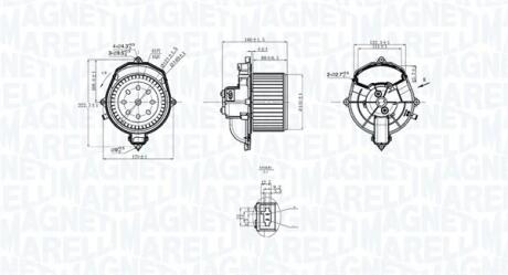 Вентилятор салону CITROEN BERLINGO, BERLINGO MULTISPACE, BERLINGO/MINIVAN, C4 GRAND PICASSO I, C4 PICASSO I, PEUGEOT PARTNER, PARTNER TEPEE, PARTNER/MINIVAN 1.2-Electric 10.06- MAGNETI MARELLI 069412266010