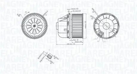 Вентилятор салону FORD C-MAX II, FOCUS III, FOCUS III/HATCHBACK, FOCUS III/KOMBI, FOCUS IV, GRAND C-MAX, KUGA II, TOURNEO CONNECT V408 NADWOZIE WIELKO, TRANSIT CONNECT 1.0-Electric 04.10- MAGNETI MARELLI 069412729010