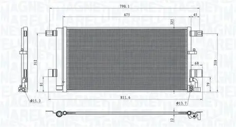 Радиатор кондиционера (с осушителем) Audi A4/A5/A6/A7 2.0-4.0H 15- MAGNETI MARELLI 350203100100