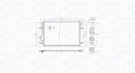 Конденсатор кондиціонера AUDI A4 B6, A4 B7, A4 B8, A6 C5, SEAT EXEO, EXEO ST 1.6-4.2 01.97-12.15 MAGNETI MARELLI 350203103300