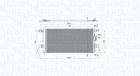 Конденсатор кондиціонера (з осушувачем) AUDI Q5 2.0-3.0DH 06.16- MAGNETI MARELLI 350203104600