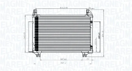 Конденсатор кондиціонера (з осушувачем) TOYOTA URBAN CRUISER, VERSO S, YARIS, YARIS / VIOS, YARIS/HATCHBACK 1.0-1.5 08.05-06.20 MAGNETI MARELLI 350203741000