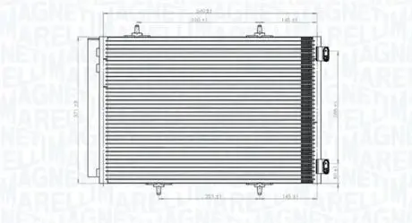 Радиатор кондиционера Citroen C2/C3 02-/C4 Cactus 14-/Peugeot 206 08-/207 06-15/208 12-/2008 13- MAGNETI MARELLI 350203822000