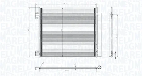 Конденсатор кондиціонера (з осушувачем) NISSAN QASHQAI II, QASHQAI III, X-TRAIL III, RENAULT AUSTRAL, ESPACE V, KADJAR, KOLEOS II 1.2-2.0D 11.13- MAGNETI MARELLI 350203832000