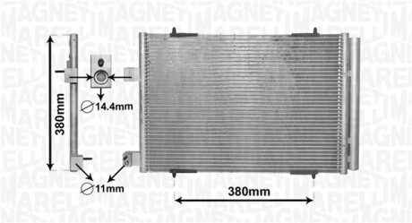 Радіатор кондиціонера Citroen C5/Peugeot 508 1.6/1.6D 09- MAGNETI MARELLI 350203855000