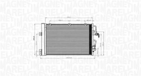 Конденсатор кондиціонера (з осушувачем) OPEL ASTRA H, ASTRA H CLASSIC, ASTRA H GTC, ASTRA H/KOMBI, ZAFIRA B, ZAFIRA B/MINIVAN 1.4-1.8LPG 01.04- MAGNETI MARELLI 350203900000