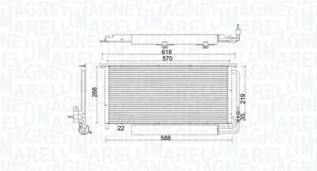 Конденсатор кондиціонера (з осушувачем) SMART ROADSTER 0.7 04.03-11.05 MAGNETI MARELLI 350203922000