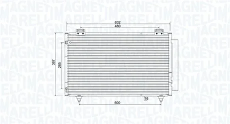 Конденсатор кондиціонера (з осушувачем) TOYOTA COROLLA 1.4D/1.8/2.0D 04.04-10.07 MAGNETI MARELLI 350203925000