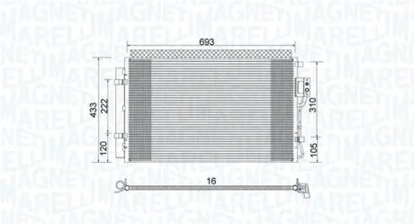 HYUNDAI Радіатор кондиціонера (конденсатор) з осушувачем SANTA FE II 2.4 10- MAGNETI MARELLI 350203978000